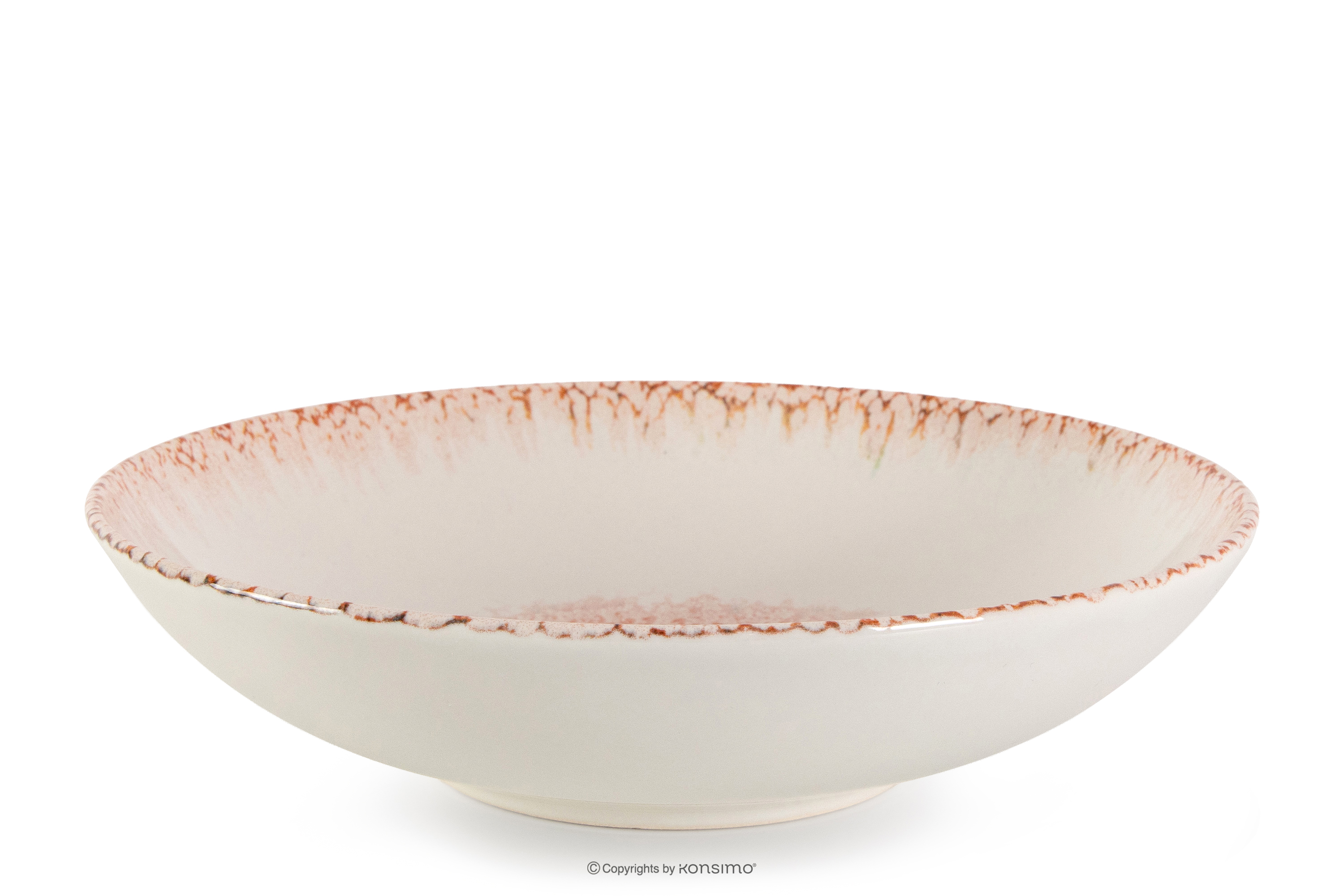 Tiefer Teller mediterraner Stil korallenfarben/beige/blau