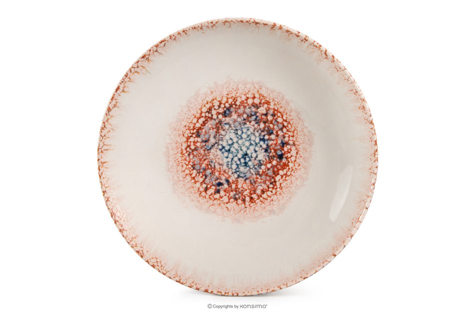 AMITA Tiefer Teller mediterraner Stil korallenfarben/beige/blau korallenfarben/beige/blau - Foto 4