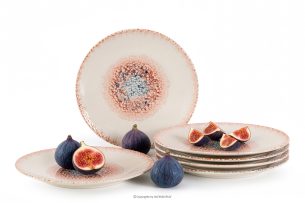 AMITA, https://konsimo.de/kollektion/amita/ Speiseteller mediterraner Stil 6 Stück korallenfarben/beige/blau korallenfarben/beige/blau - Foto