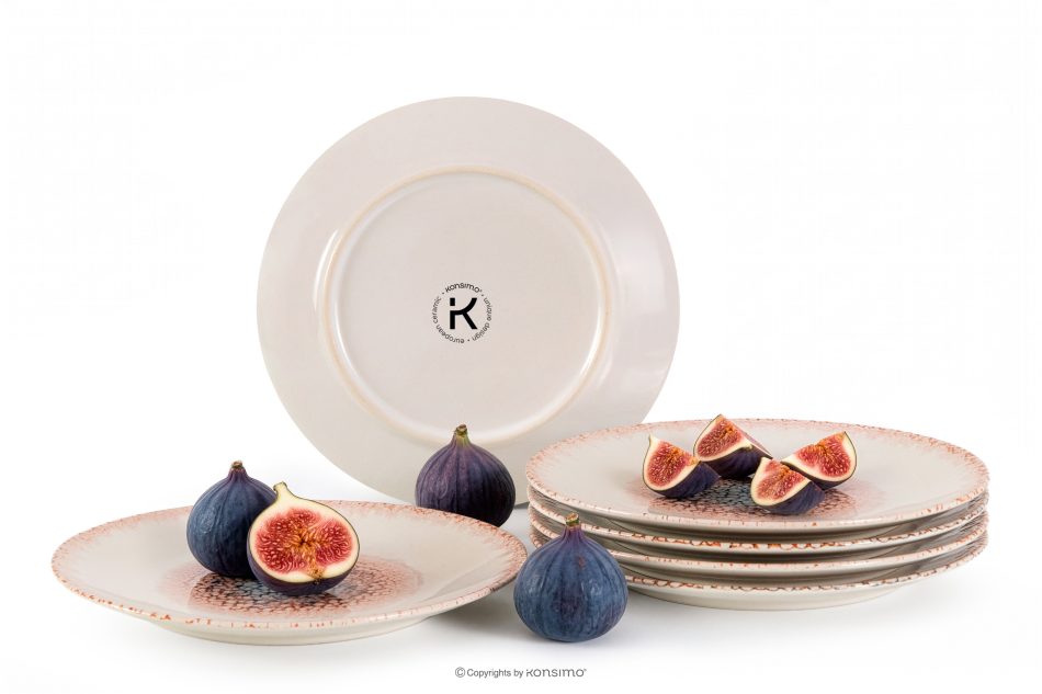 AMITA Speiseteller mediterraner Stil 6 Stück korallenfarben/beige/blau korallenfarben/beige/blau - Foto 2
