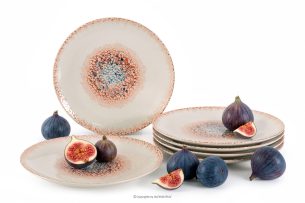 AMITA, https://konsimo.de/kollektion/amita/ Dessertteller mediterraner Stil 6 Stück korallenfarben/beige/blau korallenfarben/beige/blau - Foto