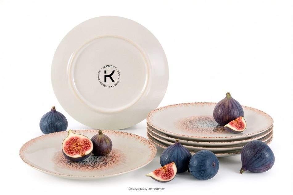 AMITA Dessertteller mediterraner Stil 6 Stück korallenfarben/beige/blau korallenfarben/beige/blau - Foto 2