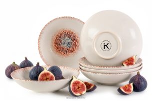 AMITA, https://konsimo.de/kollektion/amita/ Tiefer Teller mediterraner Stil 6 Stück korallenfarben/beige/blau korallenfarben/beige/blau - Foto