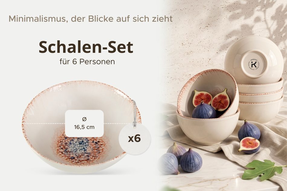 AMITA Schüssel mediterraner Stil 6 Stück korallenfarben/beige/blau korallenfarben/beige/blau - Foto 6