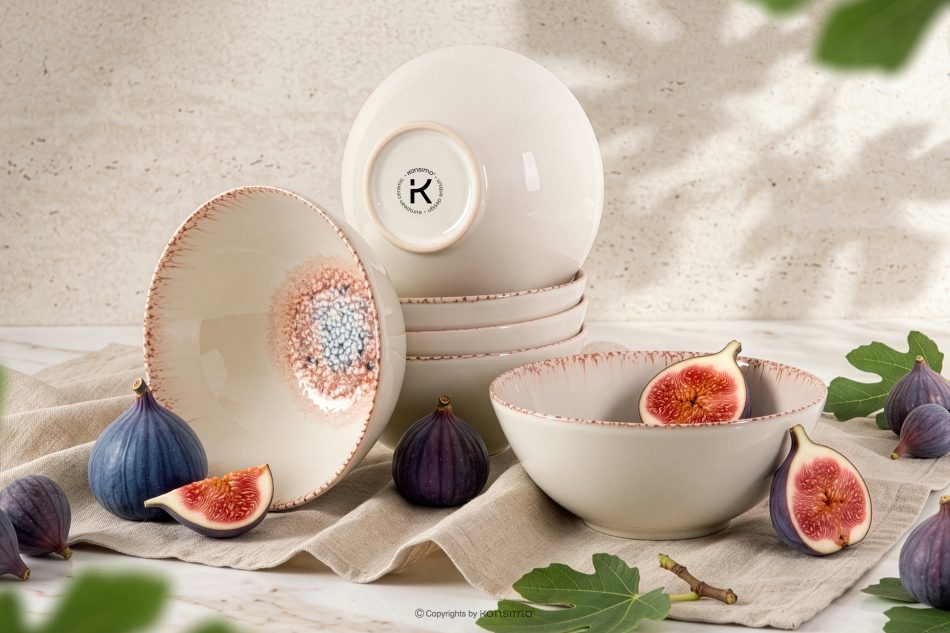 AMITA Schüssel mediterraner Stil 6 Stück korallenfarben/beige/blau korallenfarben/beige/blau - Foto 1