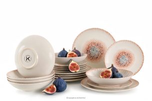 AMITA, https://konsimo.de/kollektion/amita/ Essgeschirr-Set mediterraner Stil 6 Personen (18 Stück) korallenfarben/beige/blau korallenfarben/beige/blau - Foto