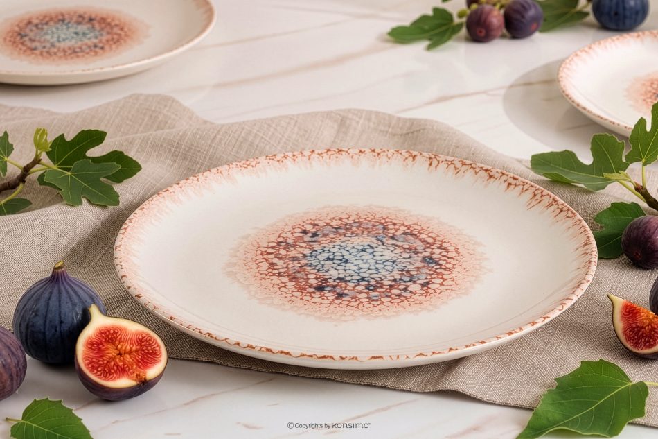 AMITA Essgeschirr-Set im mediterranen Stil 6 Personen (18 Stück) korallenfarben/beige/blau korallenfarben/beige/blau - Foto 11