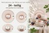 AMITA Essgeschirr-Set mediterraner Stil 6 Personen (24 Stück) korallenfarben/beige/blau korallenfarben/beige/blau - Foto 11
