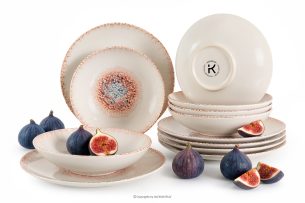 AMITA, https://konsimo.de/kollektion/amita/ Essgeschirr-Set mediterraner Stil 6 Personen (12 Stück) korallenfarben/beige/blau korallenfarben/beige/blau - Foto