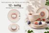 AMITA Essgeschirr-Set mediterraner Stil 6 Personen (12 Stück) korallenfarben/beige/blau korallenfarben/beige/blau - Foto 7