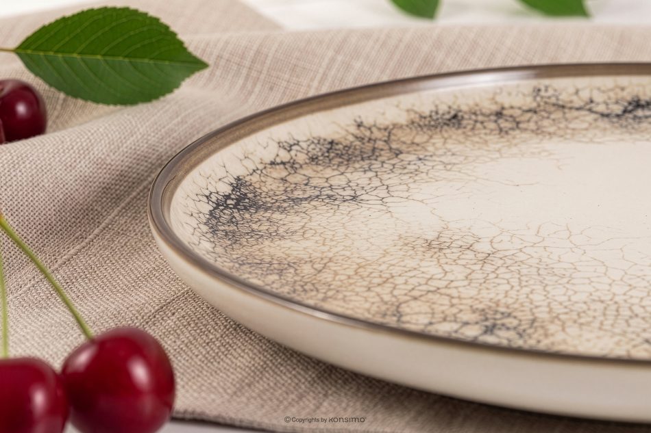 KERI Dessertteller im Japandi-Stil beige/grau/dunkelblau beige/grau/dunkelblau - Foto 5