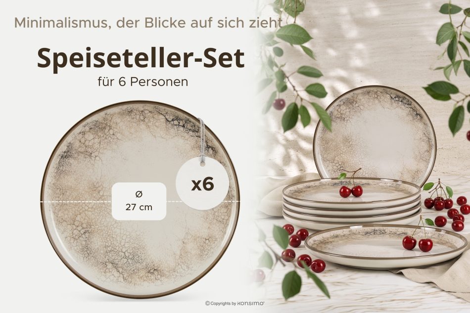 KERI Speiseteller japandi 6 Stück beige/grau/dunkelblau beige/grau/dunkelblau - Foto 7