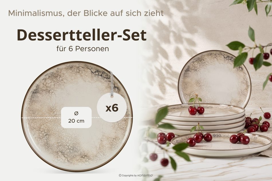 KERI Dessertteller japandi 6 Stück beige/grau/dunkelblau beige/grau/dunkelblau - Foto 7