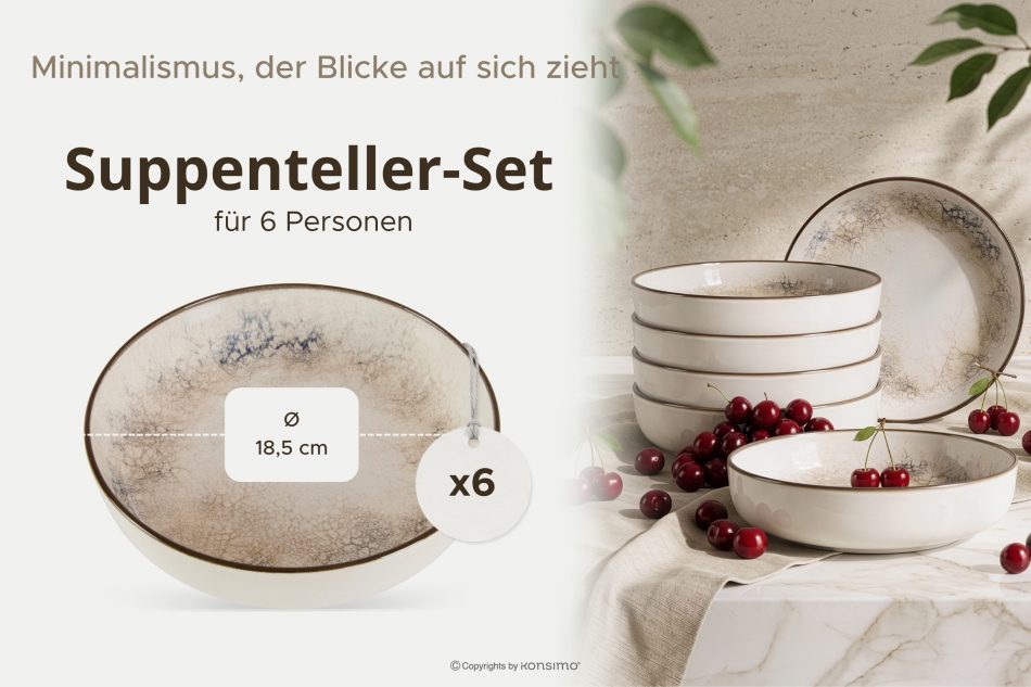 KERI Tiefer Teller japandi 6 Stück beige/grau/dunkelblau beige/grau/dunkelblau - Foto 6