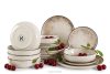 Essgeschirr-Set japandi 6 Personen (18 Stück) beige/grau/dunkelblau