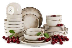 KERI, https://konsimo.de/kollektion/keri/ Essgeschirr-Set japandi 6 Personen (24 Stück) beige/grau/dunkelblau beige/grau/dunkelblau - Foto