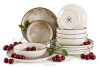 KERI Essgeschirr-Set japandi 6 Personen (12 Stück) beige/grau/dunkelblau beige/grau/dunkelblau - Foto 1