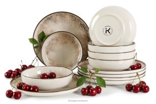 KERI, https://konsimo.de/kollektion/keri/ Essgeschirr-Set japandi 6 Personen (12 Stück) beige/grau/dunkelblau beige/grau/dunkelblau - Foto