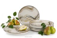 Dessertteller im nordischen Stil 6 Stück grau/sandfarben/beige