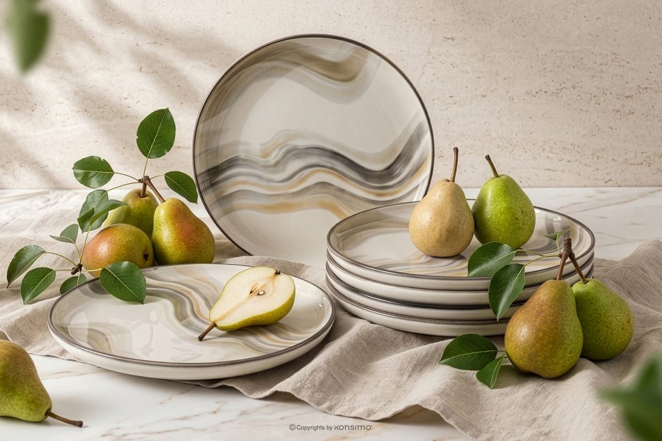 SALVA Dessertteller im nordischen Stil 6 Stück grau/sandfarben/beige grau/sandfarben/beige - Foto 1