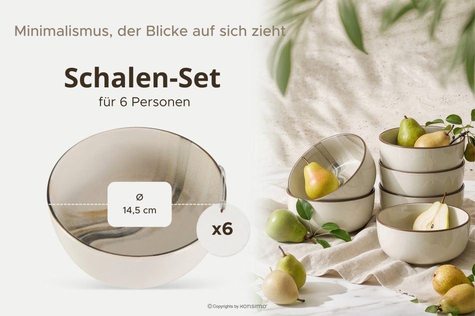 SALVA Schüssel im nordischen Stil 6 Stück grau/sandfarben/beige grau/sandfarben/beige - Foto 6