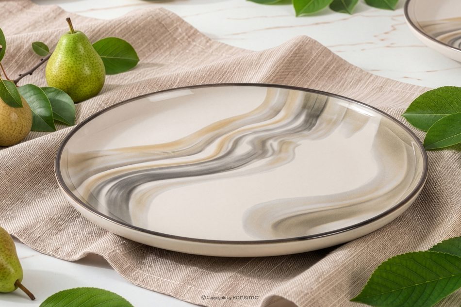 SALVA Essgeschirr-Set im nordischen Stil 6 Personen (18 Stück) grau/sandfarben/beige grau/sandfarben/beige - Foto 9