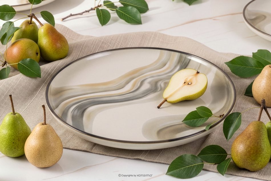 SALVA Essgeschirr-Set nordischer Stil 6 Personen (18 Stück) grau/sandfarben/beige grau/sandfarben/beige - Foto 11