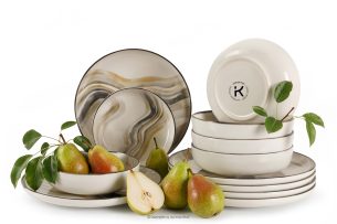 SALVA, https://konsimo.de/kollektion/salva/ Essgeschirr-Set 6 Personen (12 Stück) grau/sandfarben/beige grau/sandfarben/beige - Foto