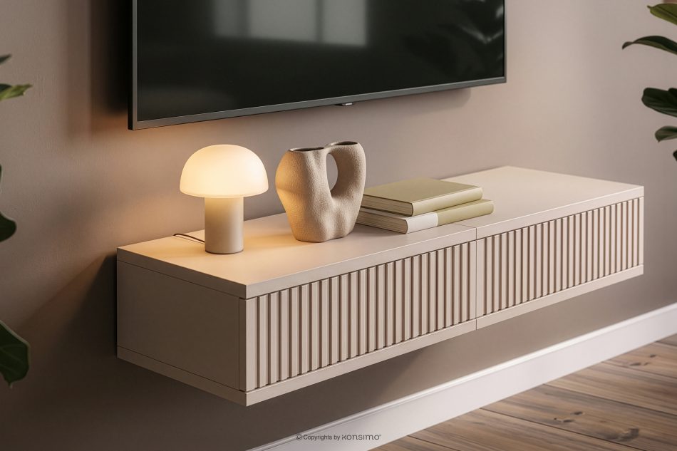 RECTUS II Hängender TV-Schrank mit Schubladen, 80 cm, cremefarben cremefarben - Foto 1