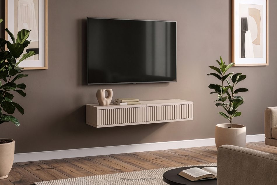 RECTUS II Hängender TV-Schrank mit Schubladen, 80 cm, cremefarben cremefarben - Foto 2