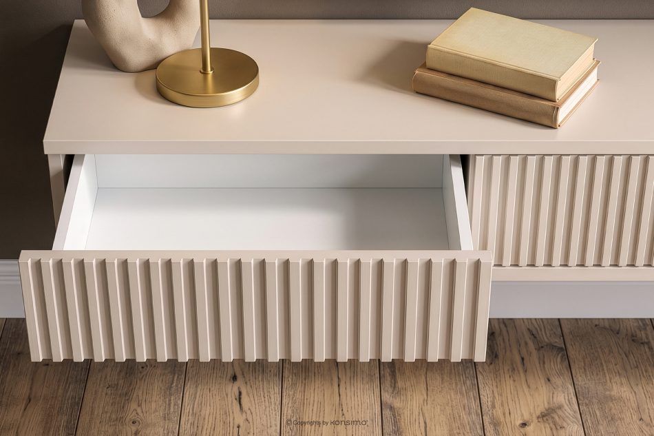 RECTUS II Hängender TV-Schrank mit Schubladen, 80 cm, cremefarben cremefarben - Foto 5