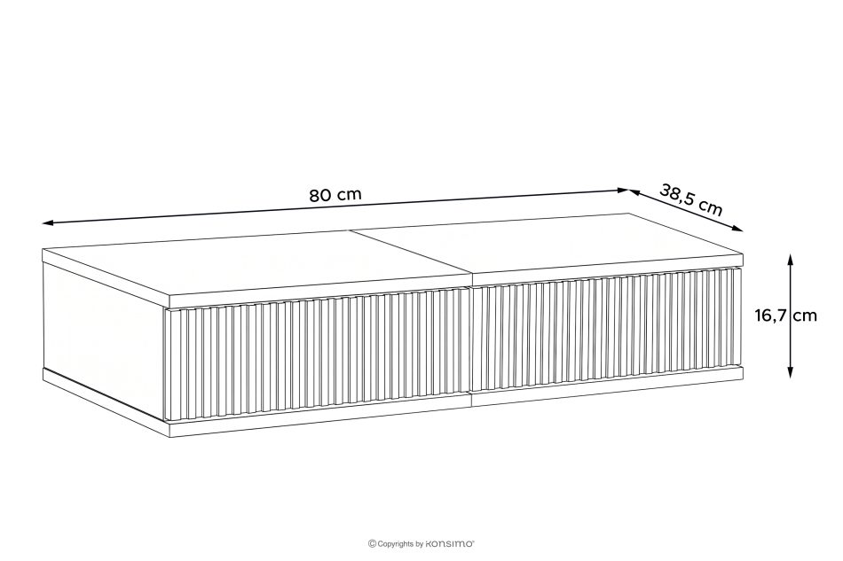 RECTUS II Hängender TV-Schrank mit Schubladen, 80 cm, cremefarben cremefarben - Foto 6