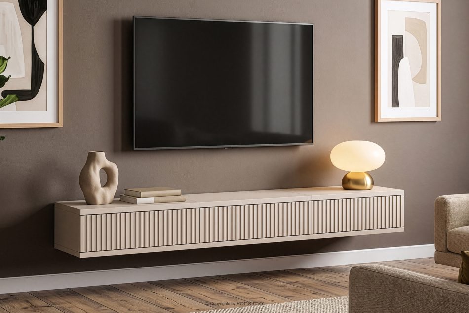 RECTUS II Hängender TV-Schrank mit Schubladen, 120 cm, cremefarben cremefarben - Foto 1