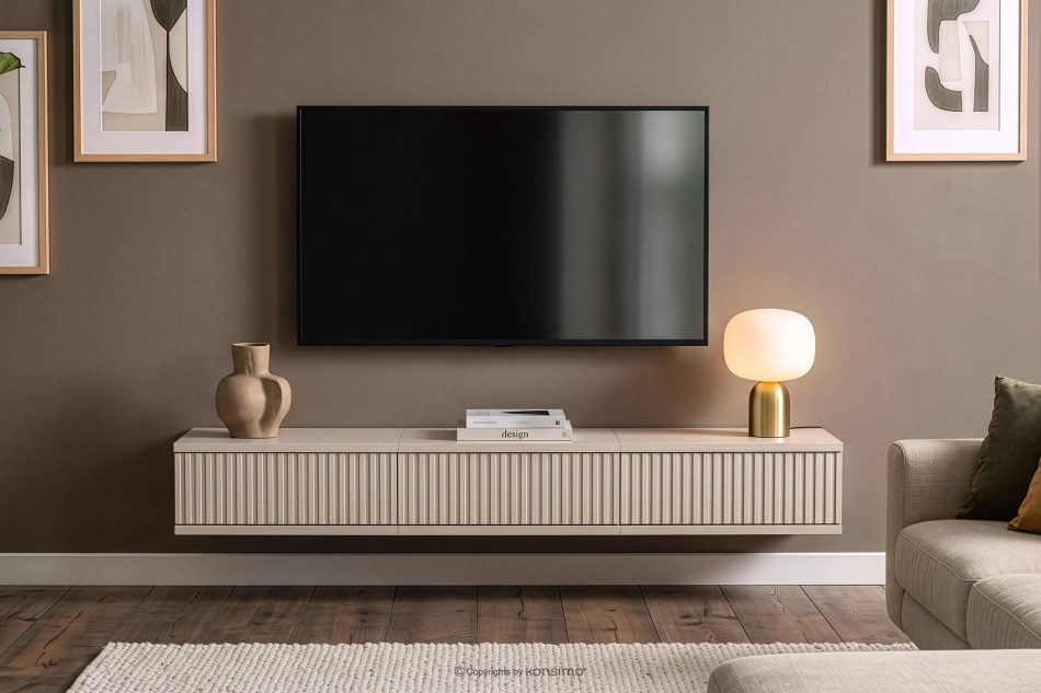 RECTUS II Hängender TV-Schrank mit Schubladen, 120 cm, cremefarben cremefarben - Foto 2