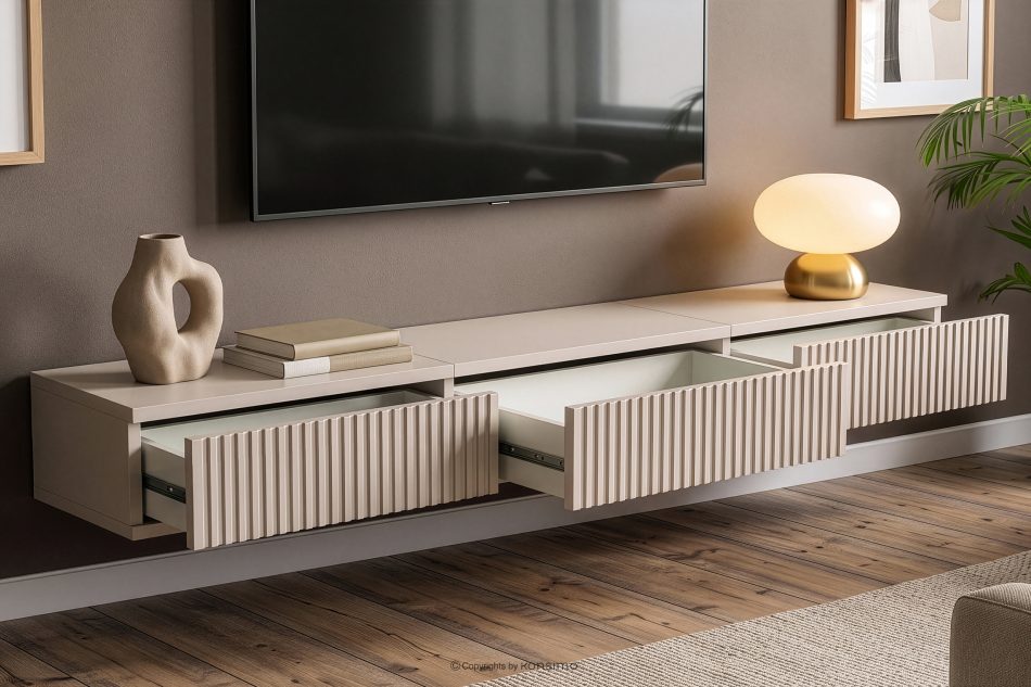 RECTUS II Hängender TV-Schrank mit Schubladen, 120 cm, cremefarben cremefarben - Foto 5