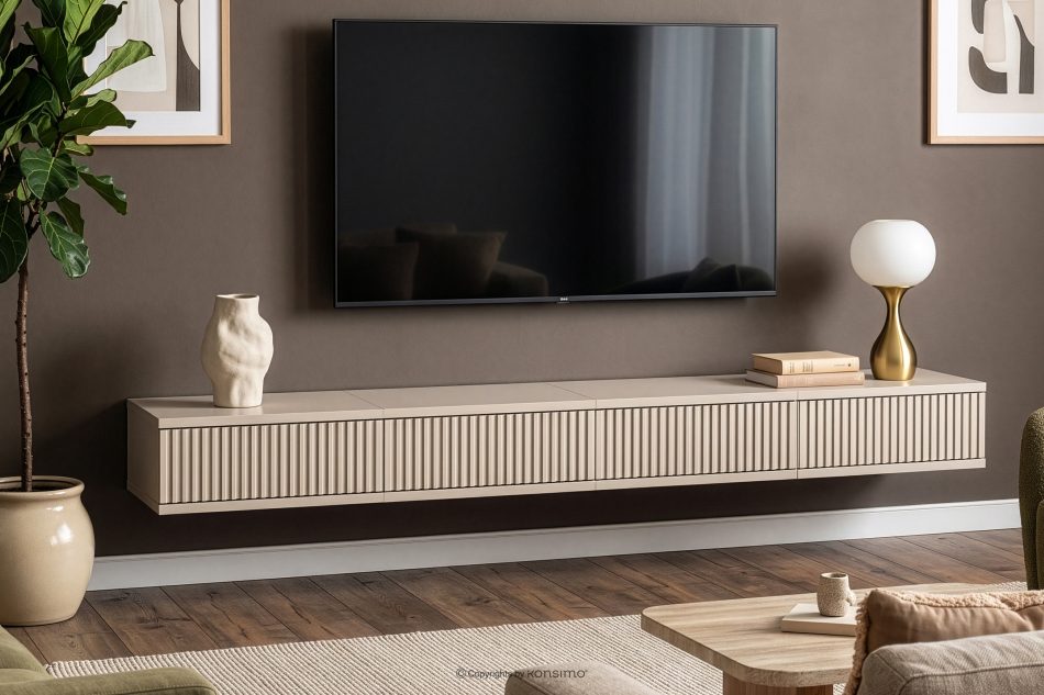 RECTUS II Hängender TV-Schrank mit Schubladen, 160 cm, cremefarben cremefarben - Foto 1