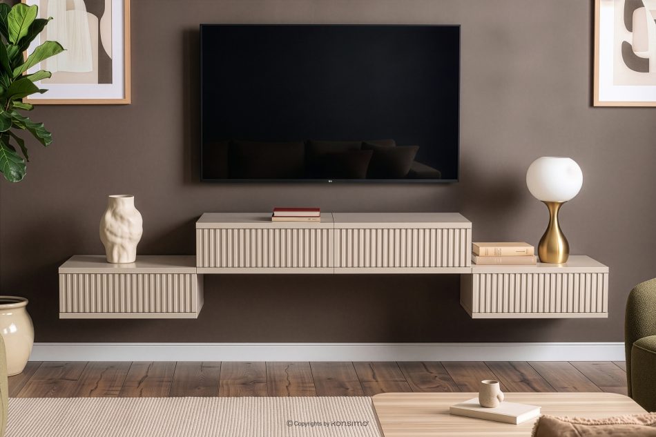 RECTUS II Hängender TV-Schrank mit Schubladen, 160 cm, cremefarben cremefarben - Foto 4