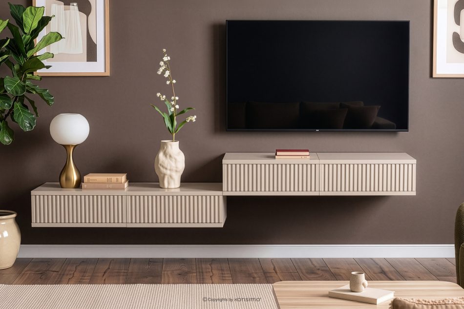 RECTUS II Hängender TV-Schrank mit Schubladen, 160 cm, cremefarben cremefarben - Foto 5