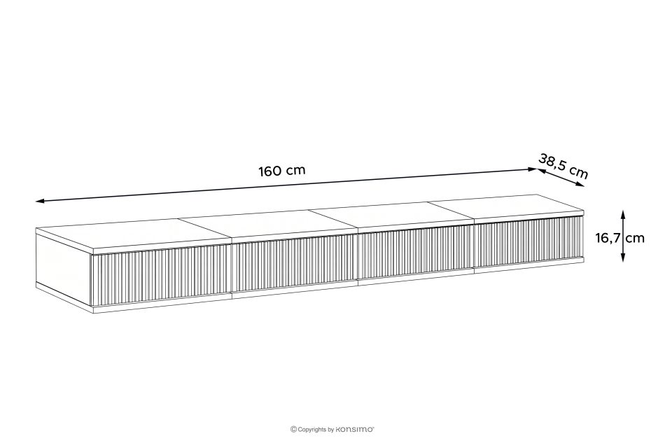 RECTUS II Hängender TV-Schrank mit Schubladen, 160 cm, cremefarben cremefarben - Foto 10