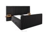 LILIUM PRO Boxspringbett mit LED-Nachttischen Doppelzimmer mittelhart 140 cm Doppelmatratze + HR-Topper Cordstoff schwarz schwarz - Foto 5