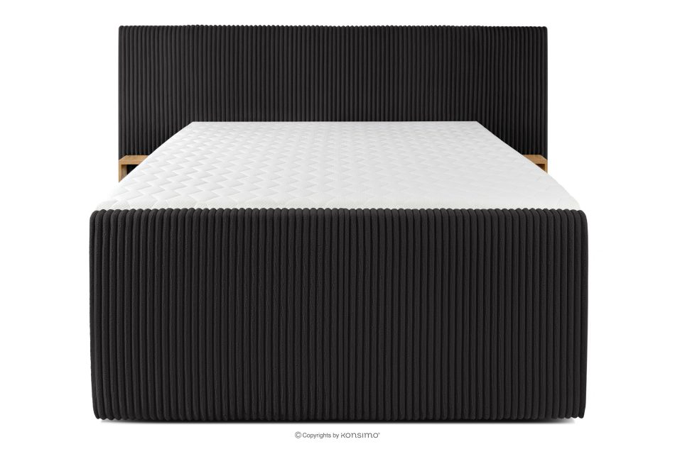 LILIUM PRO Boxspringbett mit LED-Nachttischen Doppelzimmer mittelhart 140 cm Doppelmatratze + HR-Topper Cordstoff schwarz schwarz - Foto 5