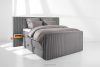LILIUM PRO Boxspringbett mit LED-Nachttischen Doppelzimmer mittelhart 140 cm Doppelmatratze + HR-Topper Cordstoff grau grau - Foto 2