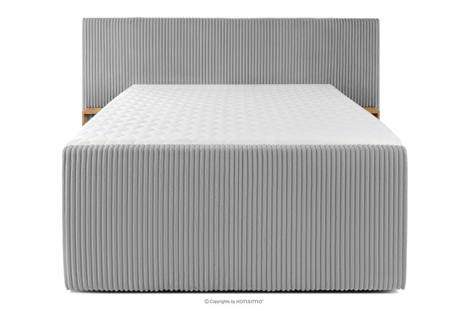 LILIUM PRO Boxspringbett mit LED-Nachttischen Doppelzimmer mittelhart 140 cm Doppelmatratze + HR-Topper Cordstoff hellgrau hellgrau - Foto 5