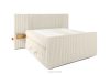 LILIUM PRO Boxspringbett mit LED-Nachttischen Doppelzimmer mittelhart 140 cm Doppelmatratze + HR-Topper Cordstoff weiß/ecru weiß/ecru - Foto 4