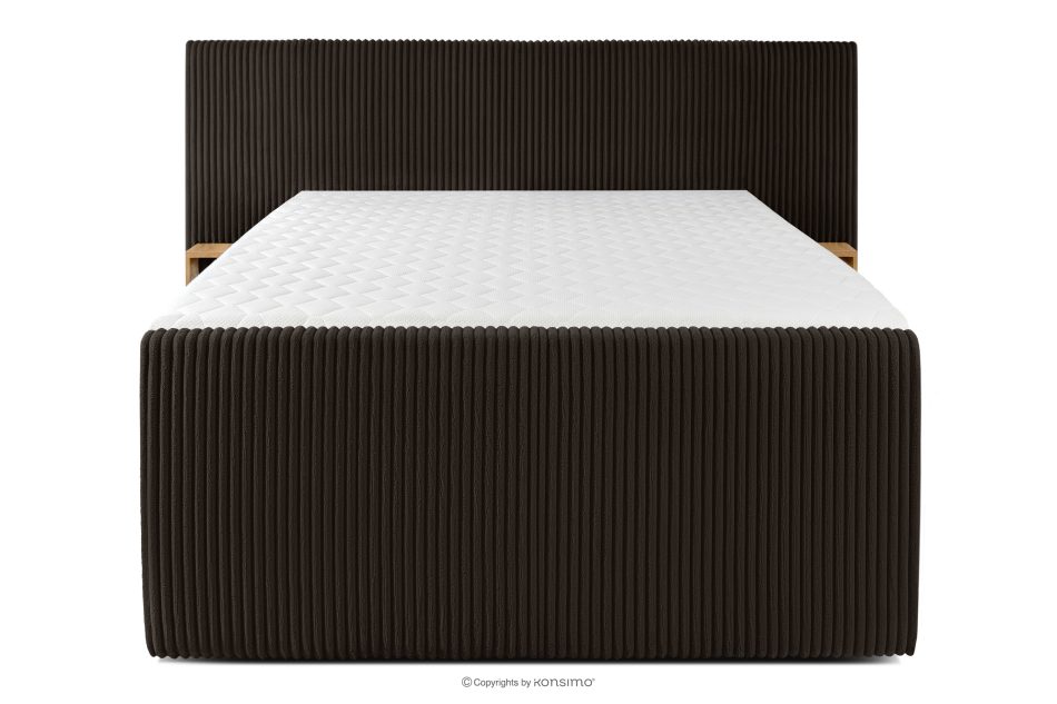 LILIUM PRO Boxspringbett mit LED-Nachttischen Doppelzimmer mittelhart 140 cm Doppelmatratze + HR-Topper Cordstoff in Dunkelbraun dunkelbraun - Foto 5