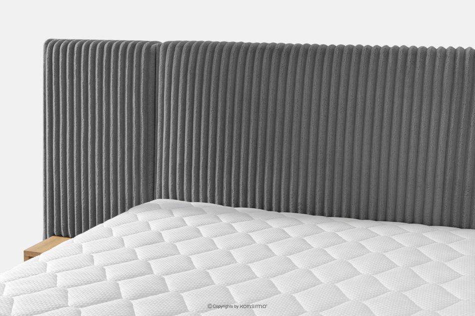 LILIUM PRO Boxspringbett mit LED-Nachttischen Doppelzimmer mittelhart 140 cm Doppelmatratze + Visco-Topper Cordstoff grau grau - Foto 10