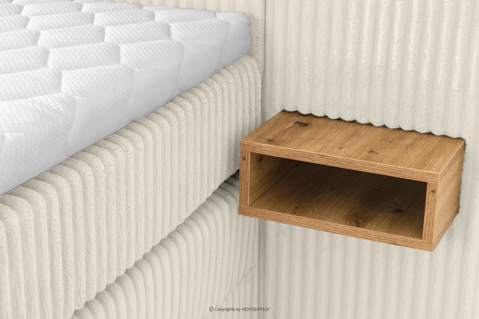 LILIUM PRO Boxspringbett mit LED-Nachttischen Doppelzimmer mittelhart 140 cm Doppelmatratze + Visco-Topper Cordstoff weiß/ecru weiß/ecru - Foto 17