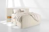 LILIUM PRO Boxspringbett mit LED-Nachttischen Doppelzimmer mittelhart 140 cm Doppelmatratze + Visco-Topper Cordstoff weiß/ecru weiß/ecru - Foto 2