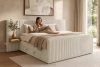 LILIUM PRO Boxspringbett mit LED-Nachttischen Doppelzimmer mittelhart 140 cm Doppelmatratze + Visco-Topper Cordstoff weiß/ecru weiß/ecru - Foto 23