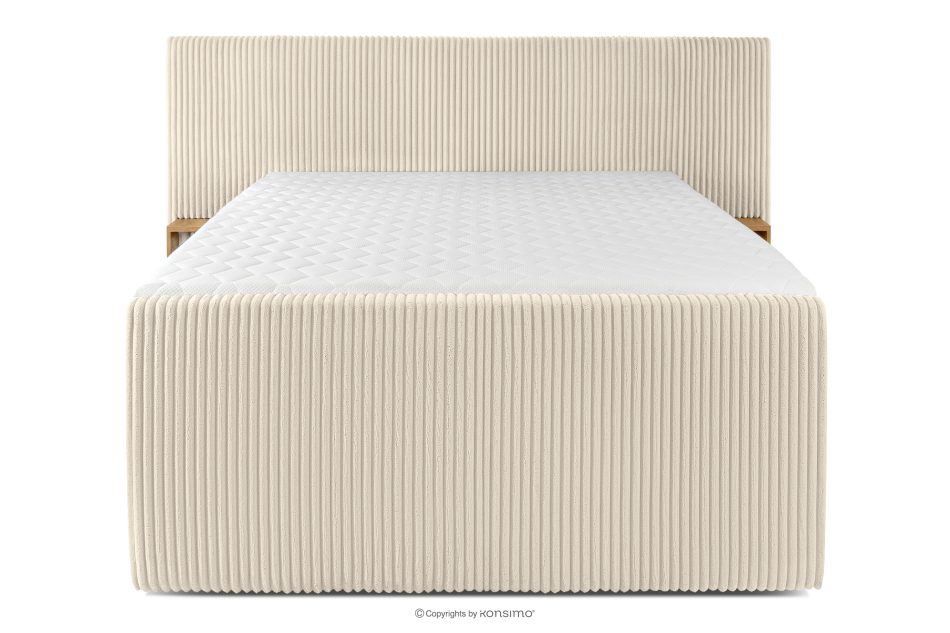 LILIUM PRO Boxspringbett mit LED-Nachttischen Doppelzimmer mittelhart 140 cm Doppelmatratze + Visco-Topper Cordstoff beige beige - Foto 5
